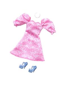 Barbie Ruhaszett - fehér-rózsaszín ruha