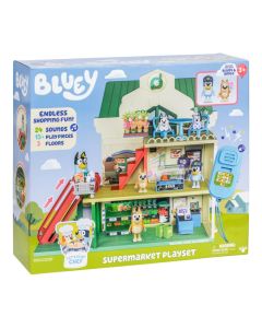 Bluey Szupermarket játékszett Bluey és Bingo figurával, hangosbemondóval