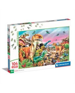 Clementoni Puzzle 104 db Super - Dinoszauroszok földje