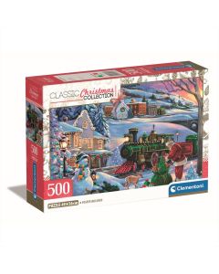 Clementoni Puzzle 500 db poszterrel Christmas Collection - Karácsonyi vonat