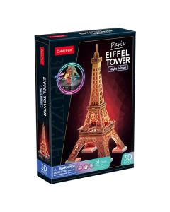 CubicFun 3D puzzle Eiffel-torony 37 cm, LED világítással  