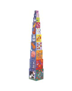 Djeco 10 funny blocks - Toronyépítő kocka, mulatságos
