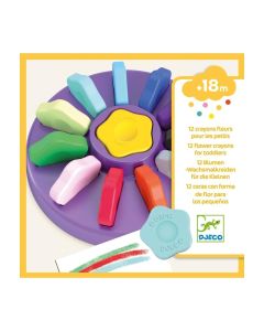 Djeco 12 flower crayons for toddlers - Marokkréta, 12 színű vírág
