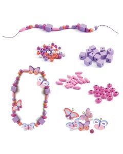 Djeco Wooden beads, Buterflies - Fa gyöngyök, Pillangók