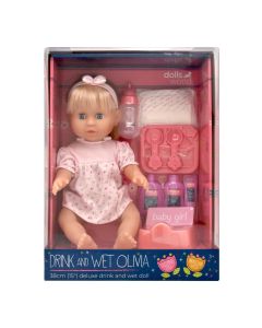 Dolls World Olivia baba 38 cm fésülhető, iszik-pisil funkcióval