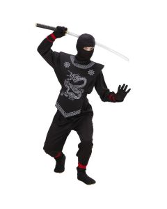 Fekete ninja jelmez, 116 cm