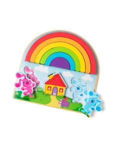 Melissa & Doug fa készségfejlesztő játék, Azúrkék nyomok és te - szivárvány puzzle