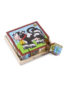 Melissa & Doug Fa készségfejlesztő játék, Kockakirakó, háziállatok