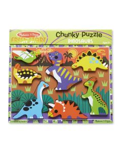 Melissa & Doug Fa készségfejlesztő játék, Könnyen megfogható puzzle, dínók