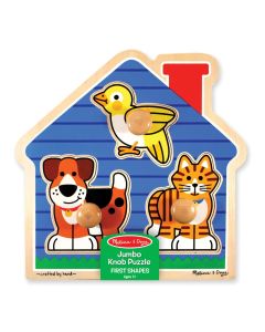 Melissa & Doug Fa készségfejlesztő játék, Puzzle fogantyúval, kis kedvencek