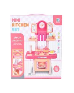 MK Toys Rózsaszín mini játékkonyha kiegészítőkkel 35 db-os, hang- és fény effektekkel