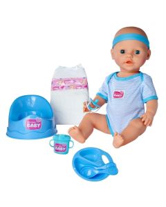New Born Baby újszülött baba 43 cm, kék kiegészítőkkel