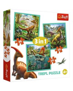 Trefl puzzle 3 az 1-ben - A dinoszauruszok rendkívüli világa (20, 36, 50 db)