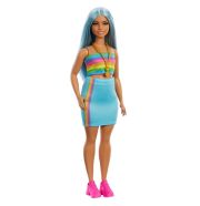 Barbie Fashionista barátnők stílusos divatbaba - 65. évfordulós baba szivárványos topban