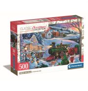 Clementoni Puzzle 500 db poszterrel Christmas Collection - Karácsonyi vonat