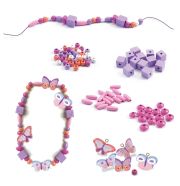 Djeco Wooden beads, Buterflies - Fa gyöngyök, Pillangók
