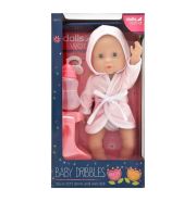 Dolls World baba 30 cm fürdethető, fürdőköpenyben, bilivel, cumisüveggel