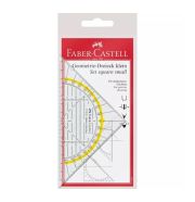 Faber-Castell Háromszög vonalzó benne szögmérővel, 14 cm