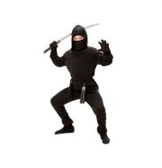 Fekete maszkos ninja jelmez, 116 cm