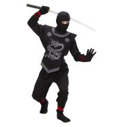 Fekete ninja jelmez, 116 cm