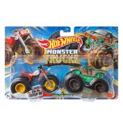 Hot Wheels Monster Trucks kisautó 1:64 Demolition Doubles duplacsomag - Tri To Crush Me vs. Baja Buster