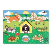 Melissa & Doug Fa készségfejlesztő játék, háziállatok puzzle