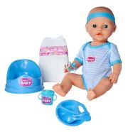 New Born Baby újszülött baba 43 cm, kék kiegészítőkkel