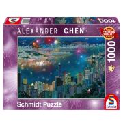 Schmidt Puzzle 1000 db - Alexander Chen: Tűzijáték Hong Kong felett