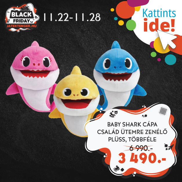 BABY SHARK CÁPA CSALÁD ÜTEMRE ZENÉLŐ PLÜSS
